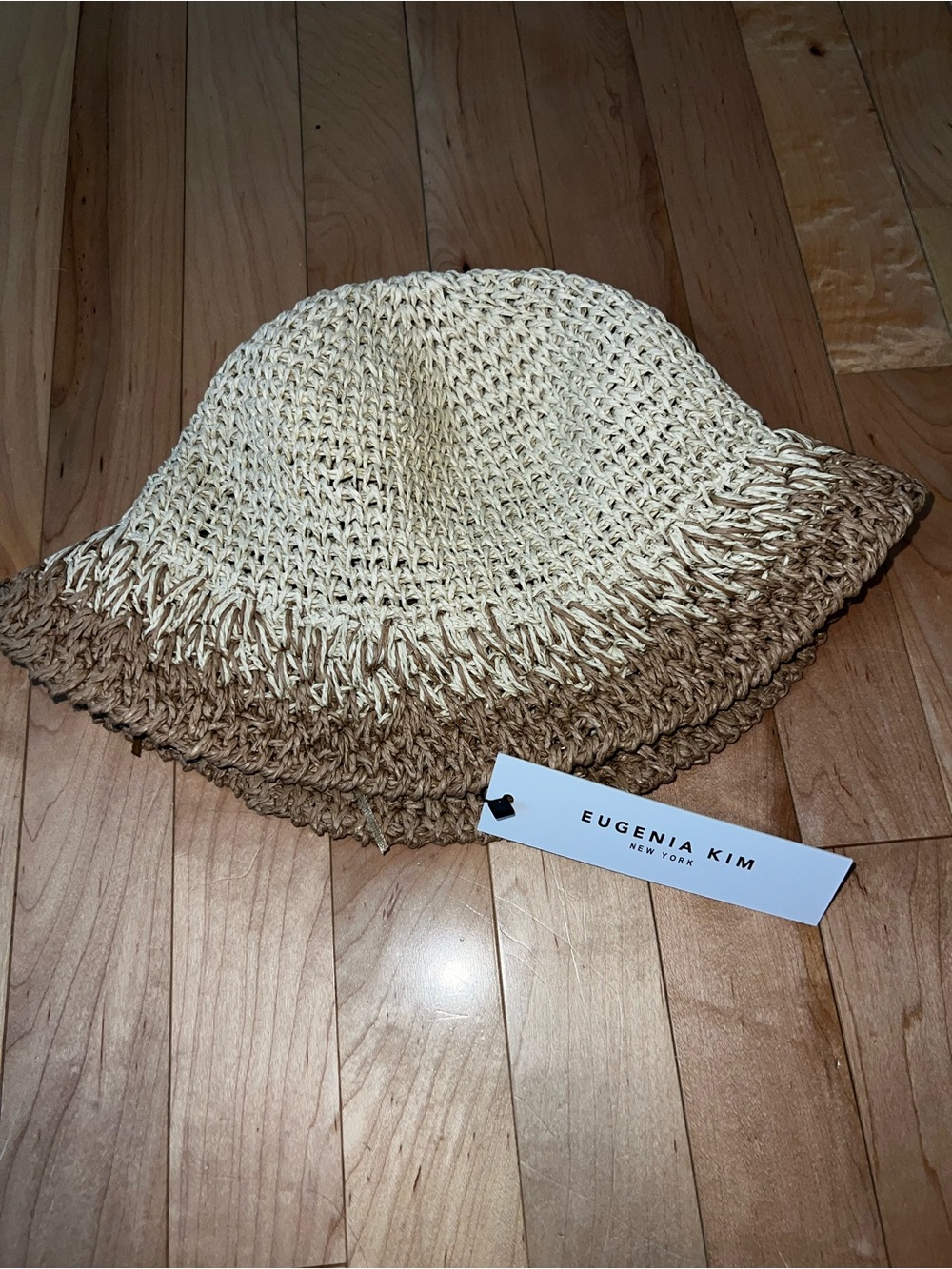 Eugenia Kim Two-Tone Crochet Sun Bucket Hat - Cream & Brown